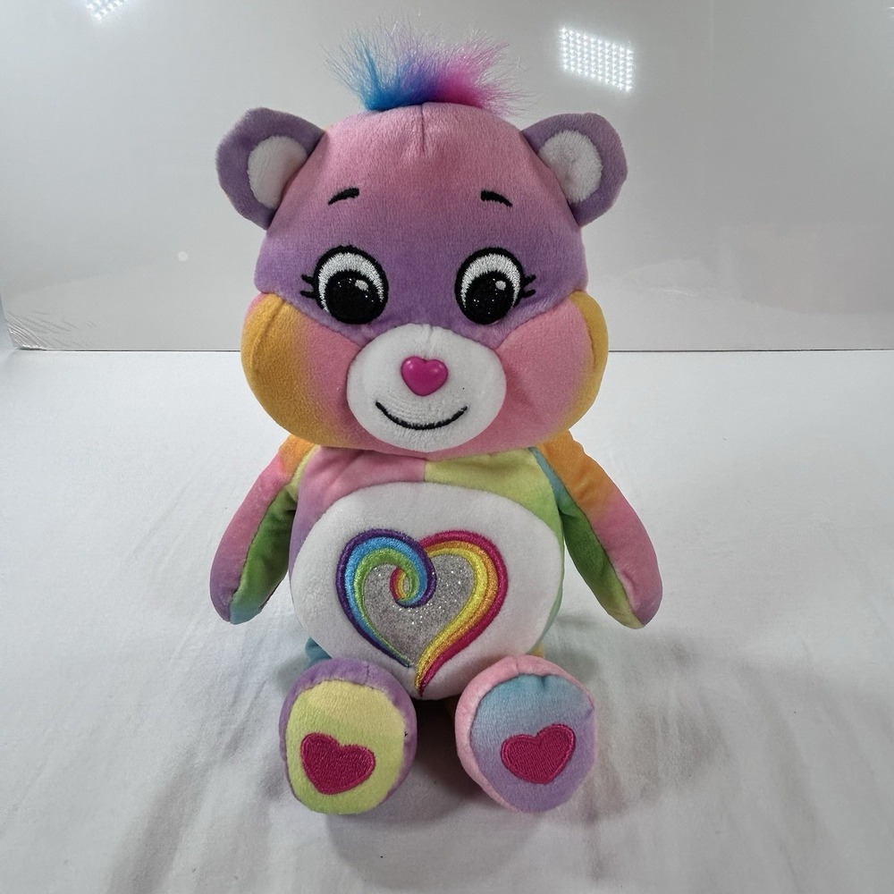 Care Bears Togetherness Bear Plush Stuffed Animal Rainbow Teddy Basic Fun 10"